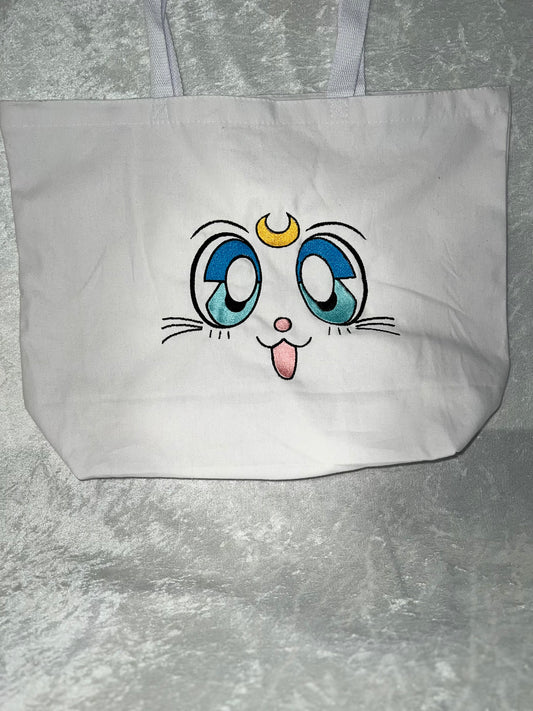 White Moon Cat -TOTE BAG